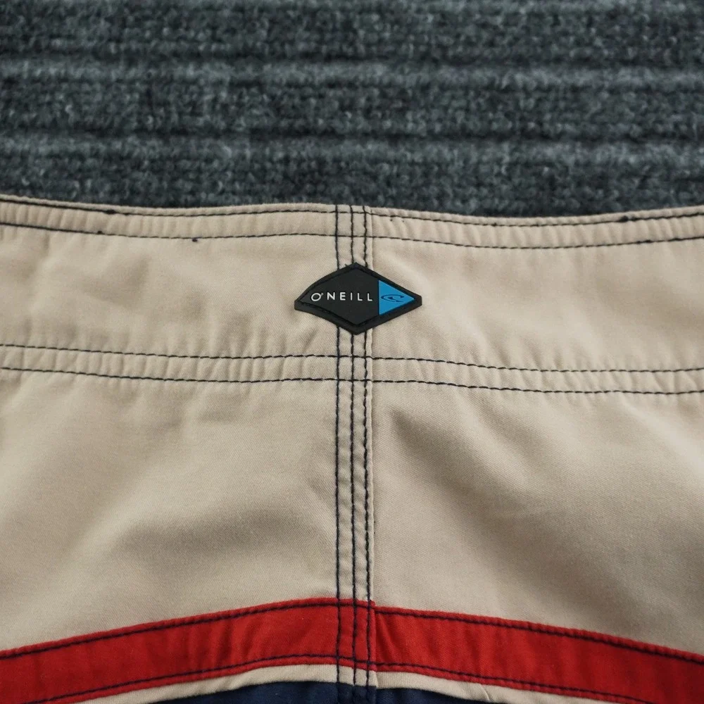 O'Neill Board Shorts Mens 34 Navy Blue Colorblock Embroidered Logo Cargo Pocket